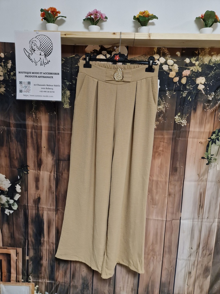 Pantalon fluide "Gina" taille 2 Beige