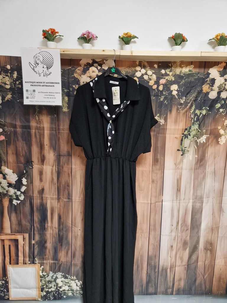 Combinaison + foulard pois Noir