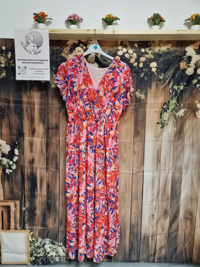 Robe "Anika" Bleu roi/Rose Taille 2