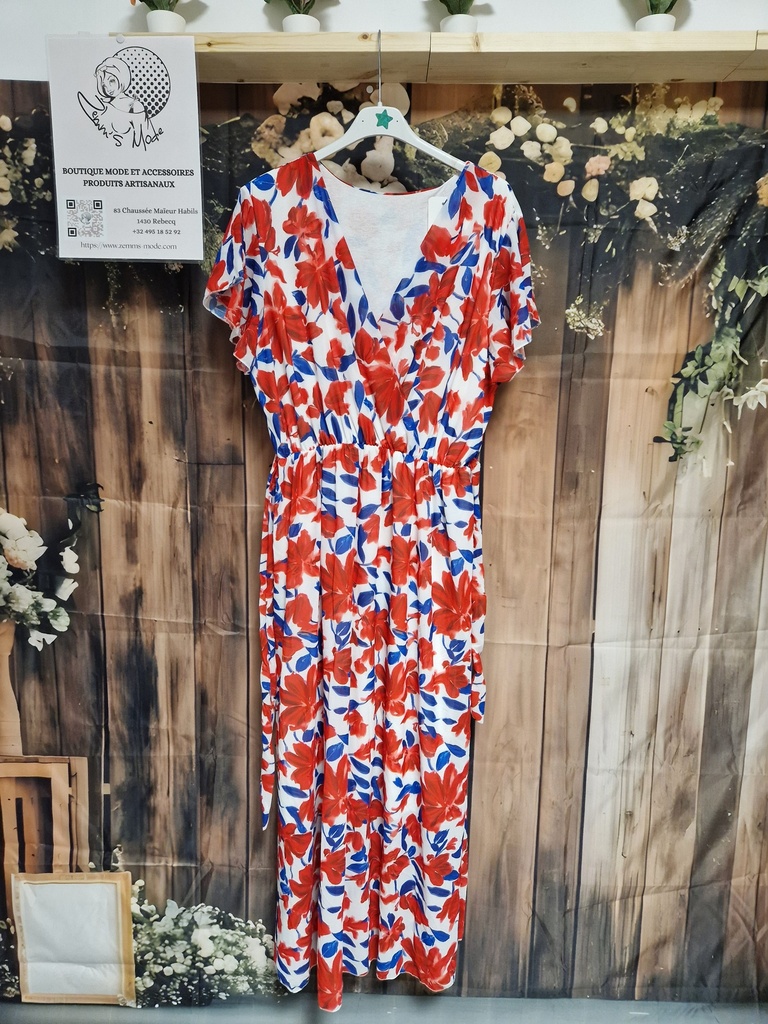 Robe "Anika" Bleu roi/Rouge Taille 1