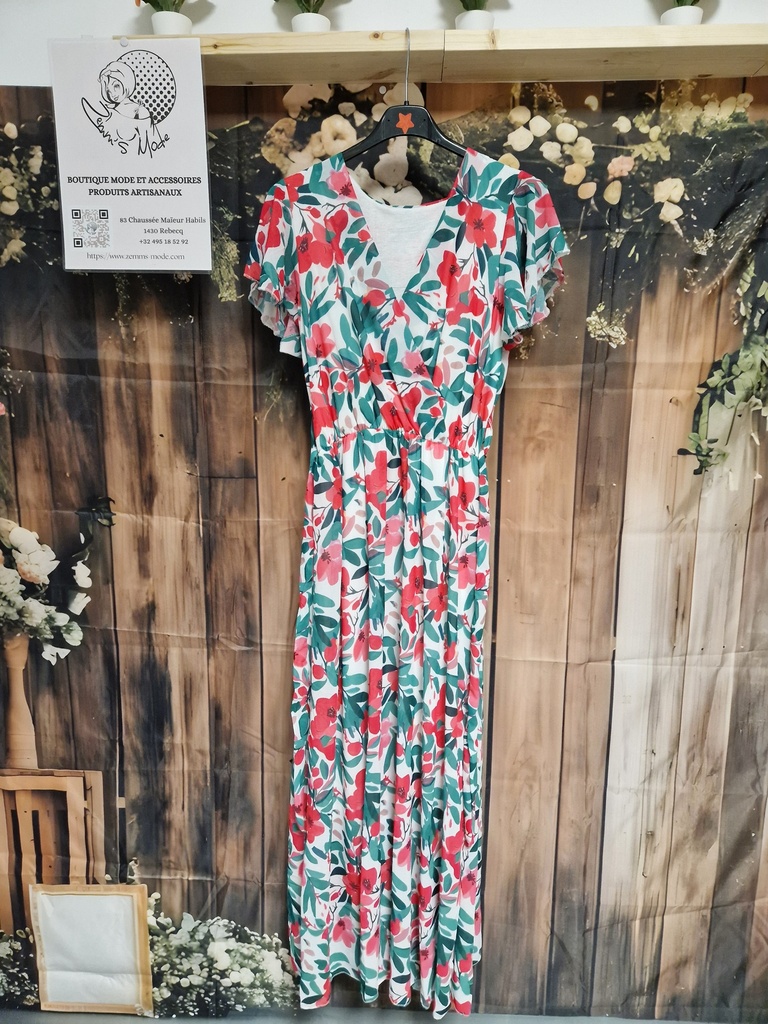 Robe "Anika" Vert/Rose Taille 1
