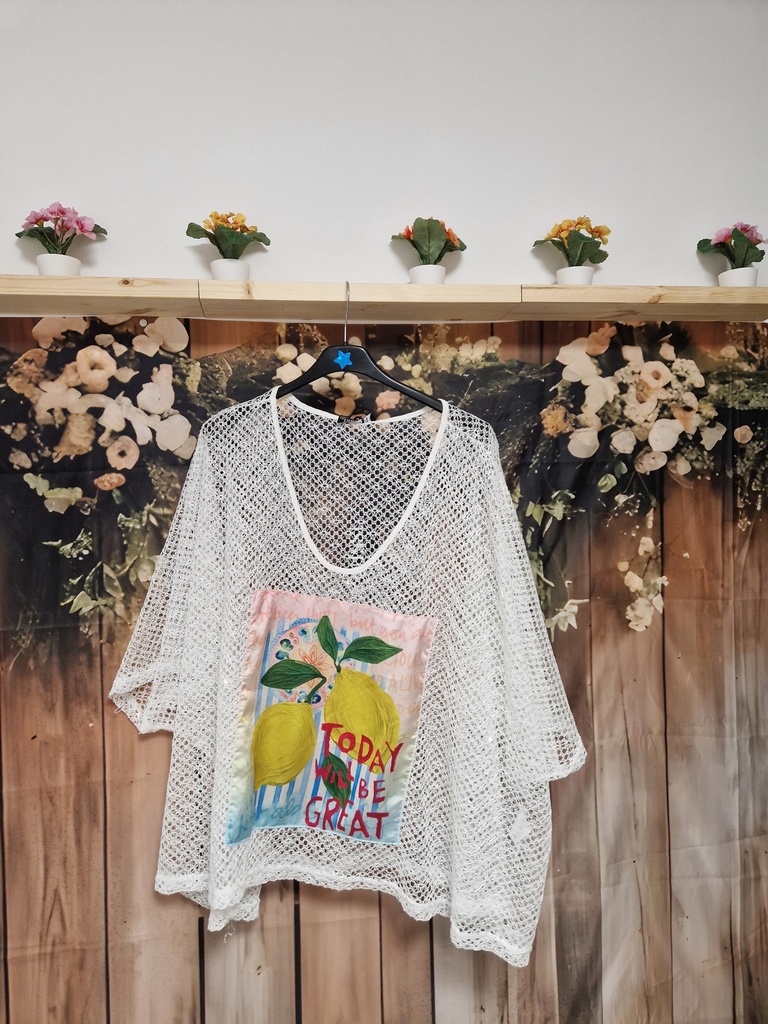 Blouse sequins filets Citron