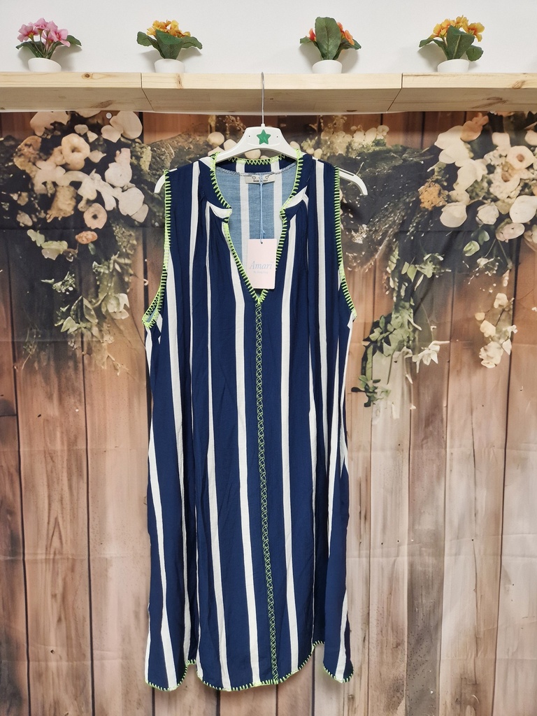 Robe lignée "Beetie" 2 poches marine/blanche