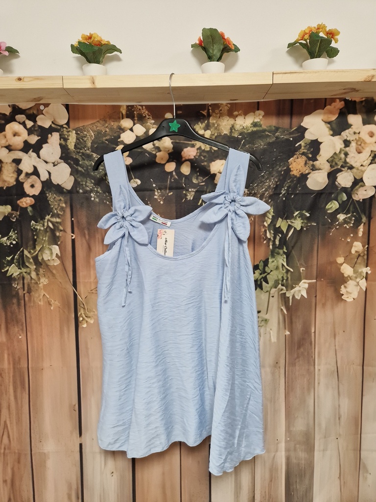 Top "Gaia" noeuds manches bleu ciel