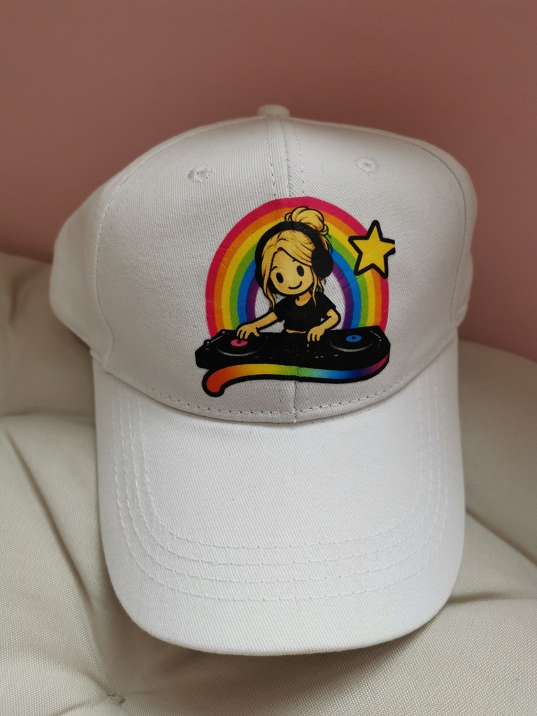 Casquette coton enfant blanche DJ blonde