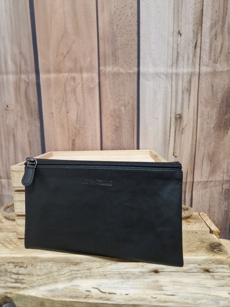 Pochette cuir "Mika" 1 tirette noire