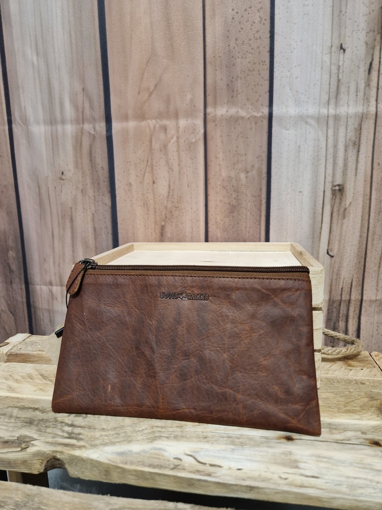 Pochette cuir "Mika" 1 tirette brune
