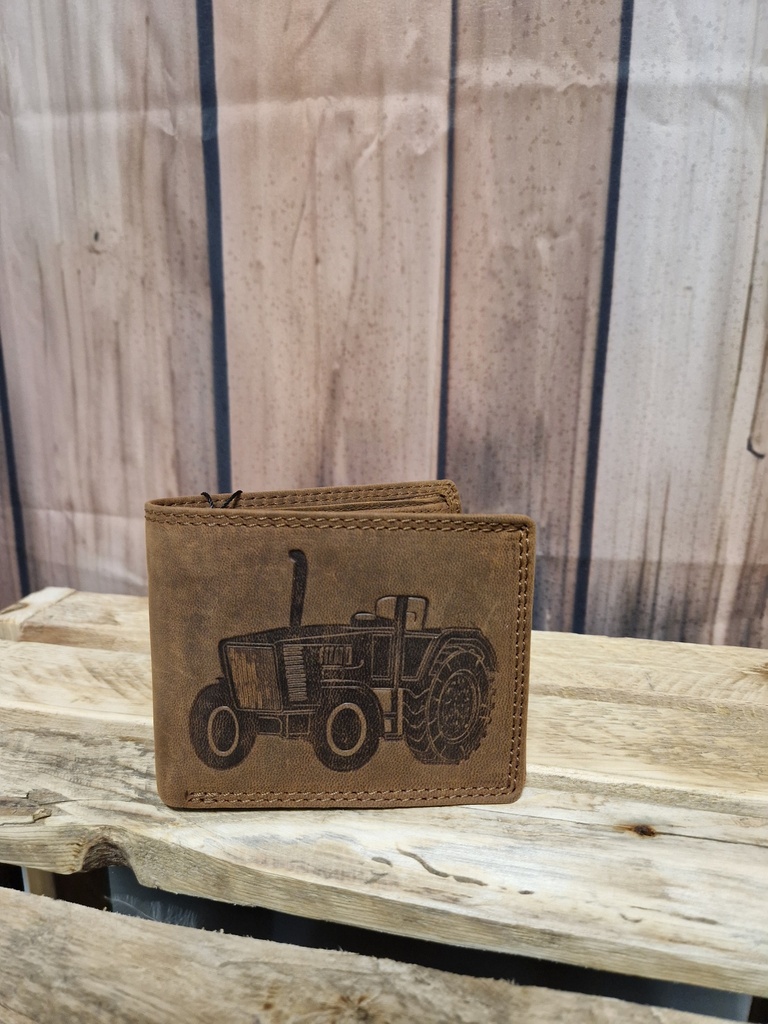Portefeuille cuir tracteur brun