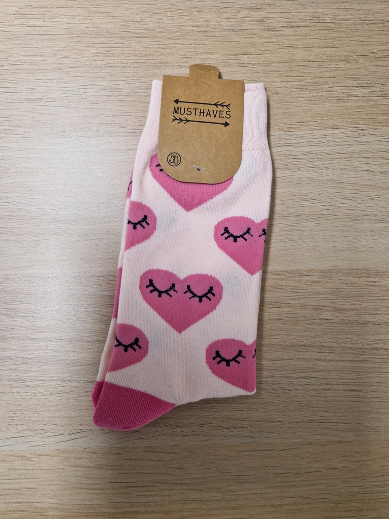Chaussettes funny 38/45 cœurs roses