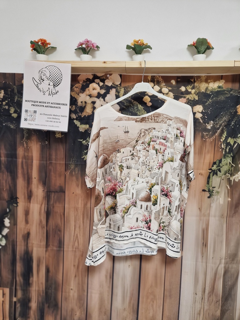 Blouse paysage beige