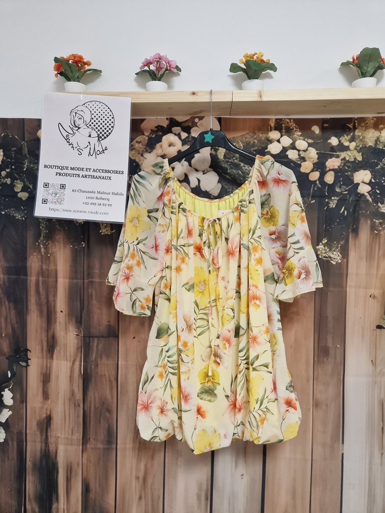 Blouse orchidées jaune