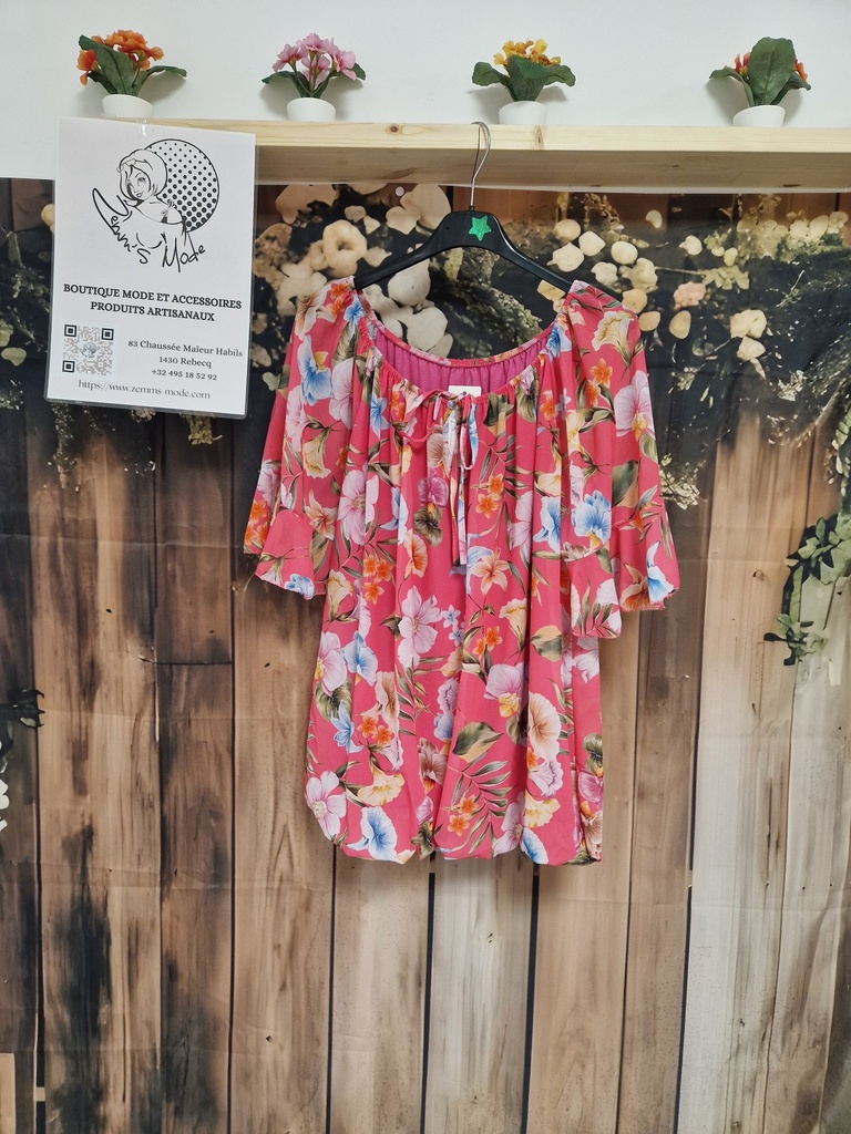 Blouse orchidées rose