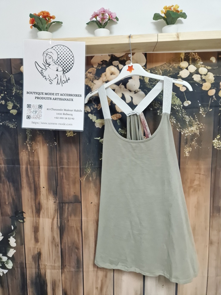 Top bretelles lurex taupe