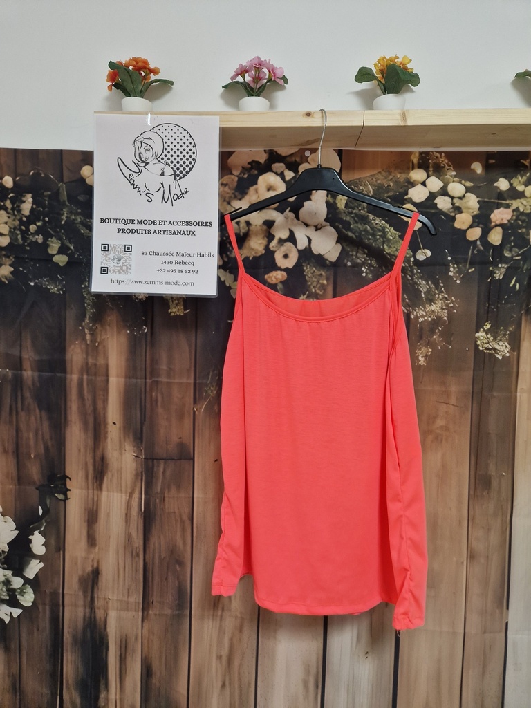 Top fines bretelles "Mani" corail fluo