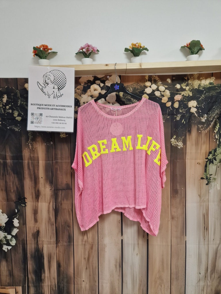 Pull maille pailletée "Dream Life" rose