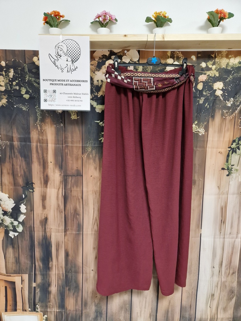 Pantalon fluide Lenie bordeaux 