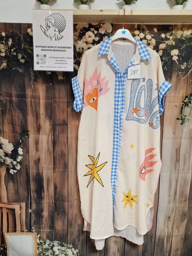 Robe chemise motifs été Love