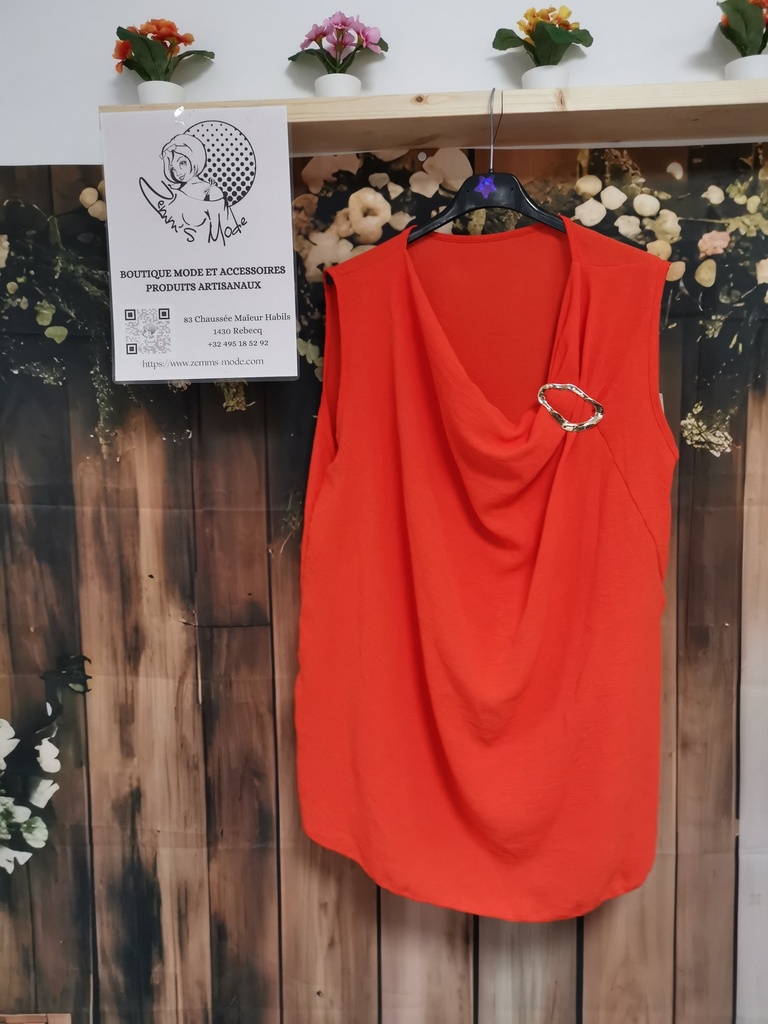 Top "Naïs" + broche orange