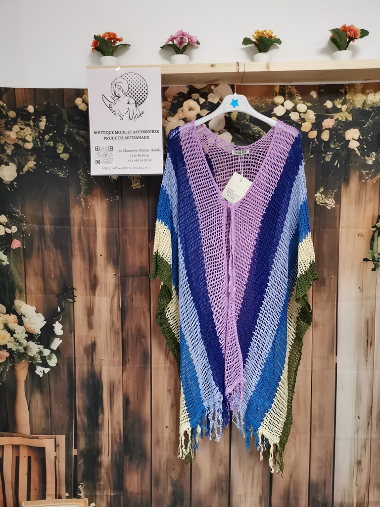 Gilet maille multicolore over size mauve