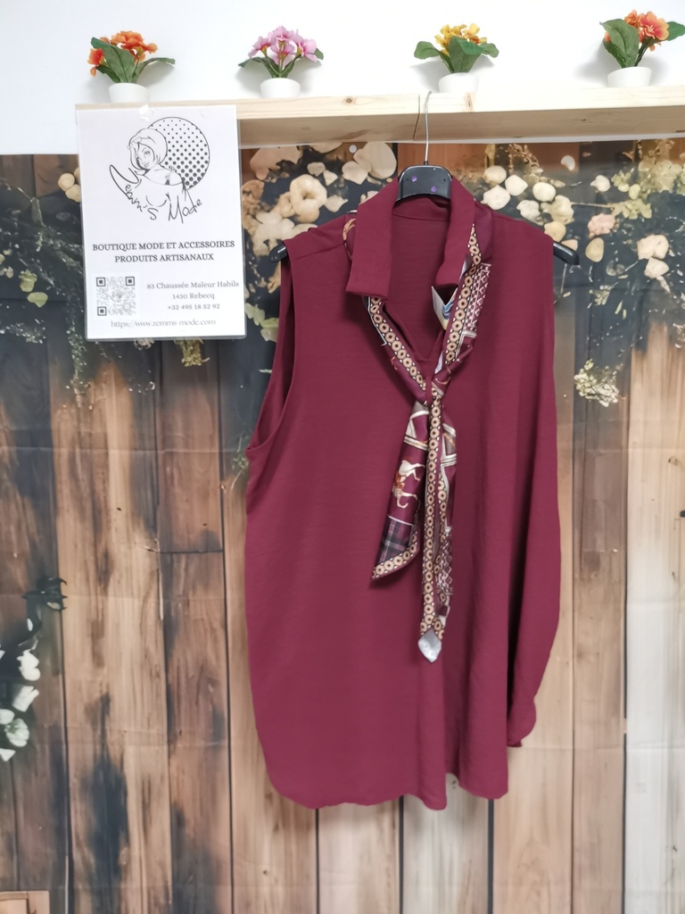 Top bordeaux + foulard