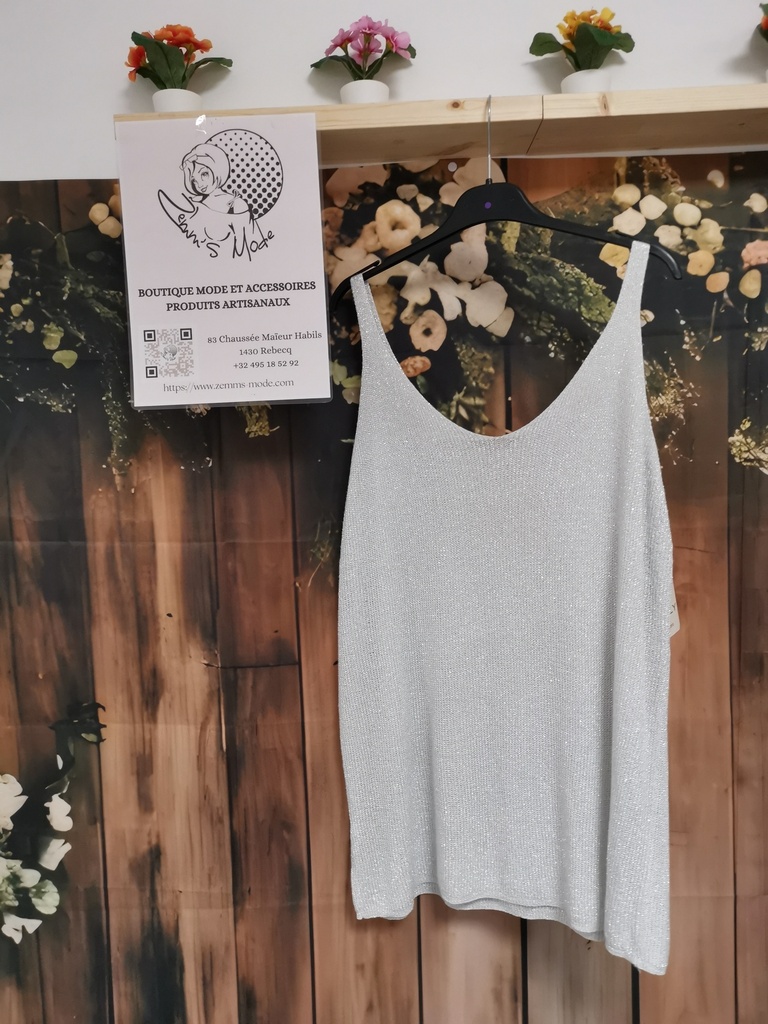 Top lurex "Avia" fines bretelles gris GT