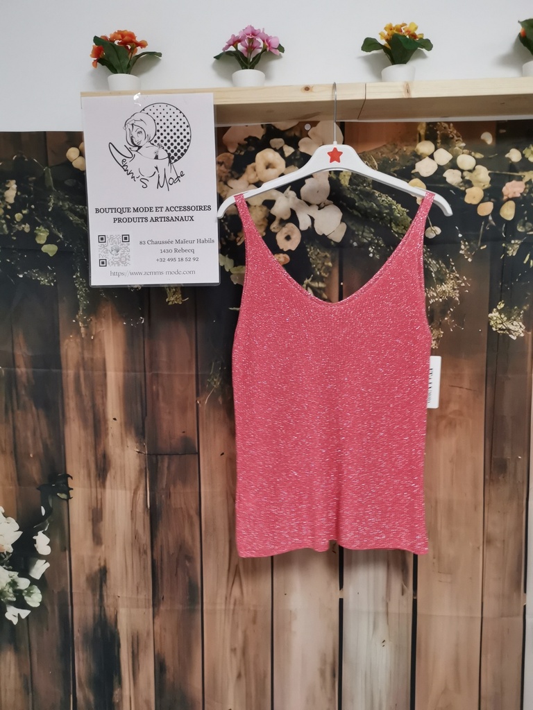 Top lurex "Avia" fines bretelles corail PT