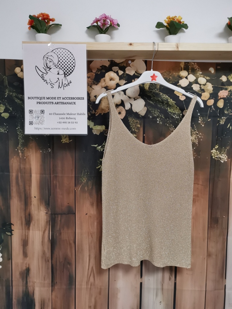 Top lurex "Avia" fines bretelles beige PT