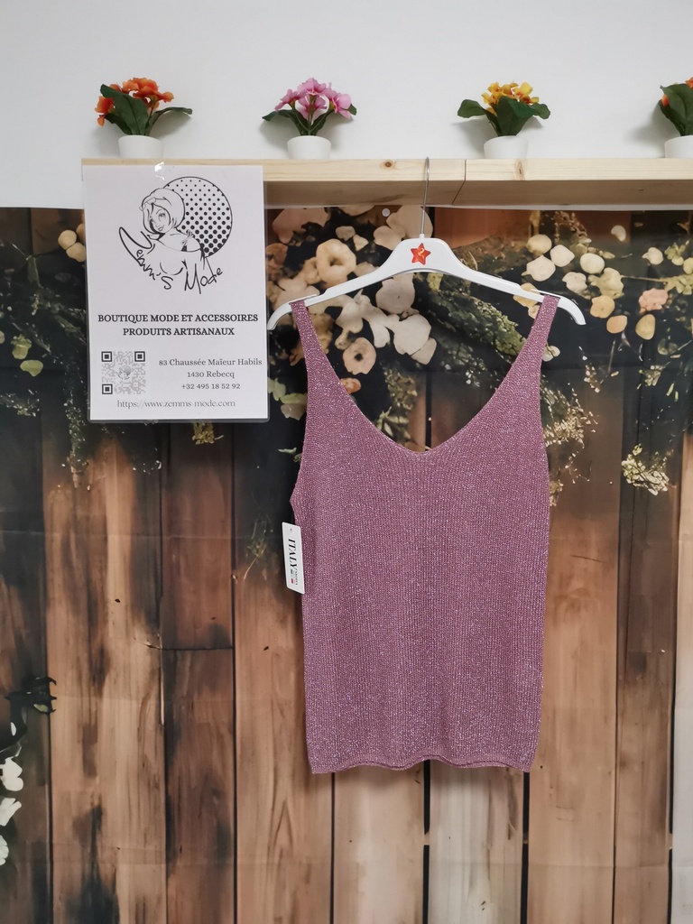 Top lurex "Avia" fines bretelles vieux rose PT