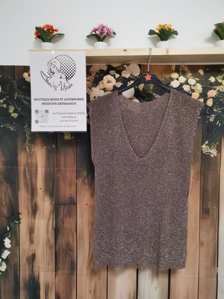 Top lurex "Avia" manches chocolat GT