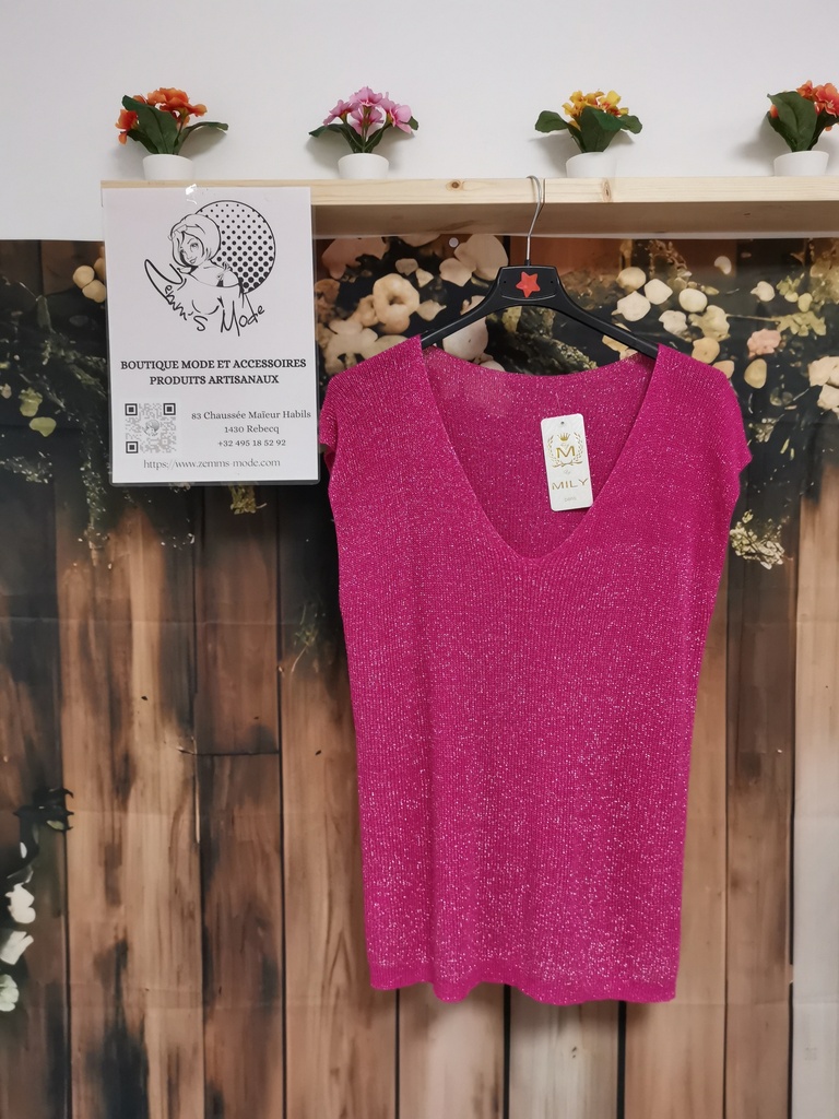 Top lurex "Avia" manches fuchsia GT