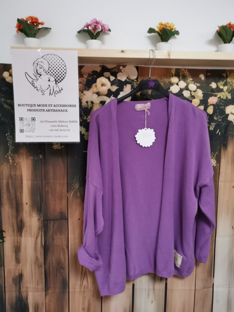 Gilet court uni "Coralie" lilas