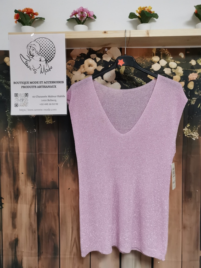 Top lurex "Avia" manches rose pâle GT