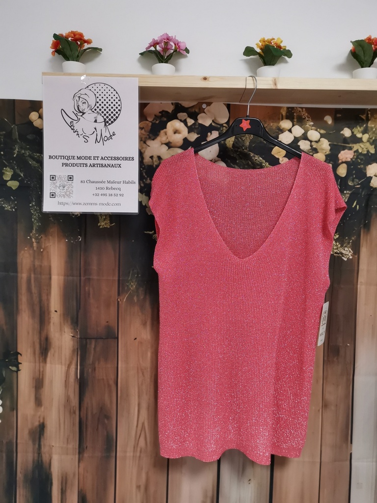 Top lurex "Avia" manches corail PT