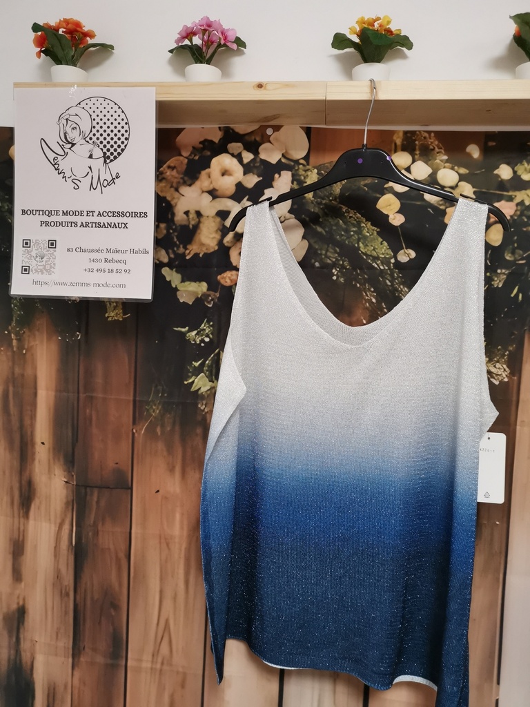 Top lurex dégradé bleu