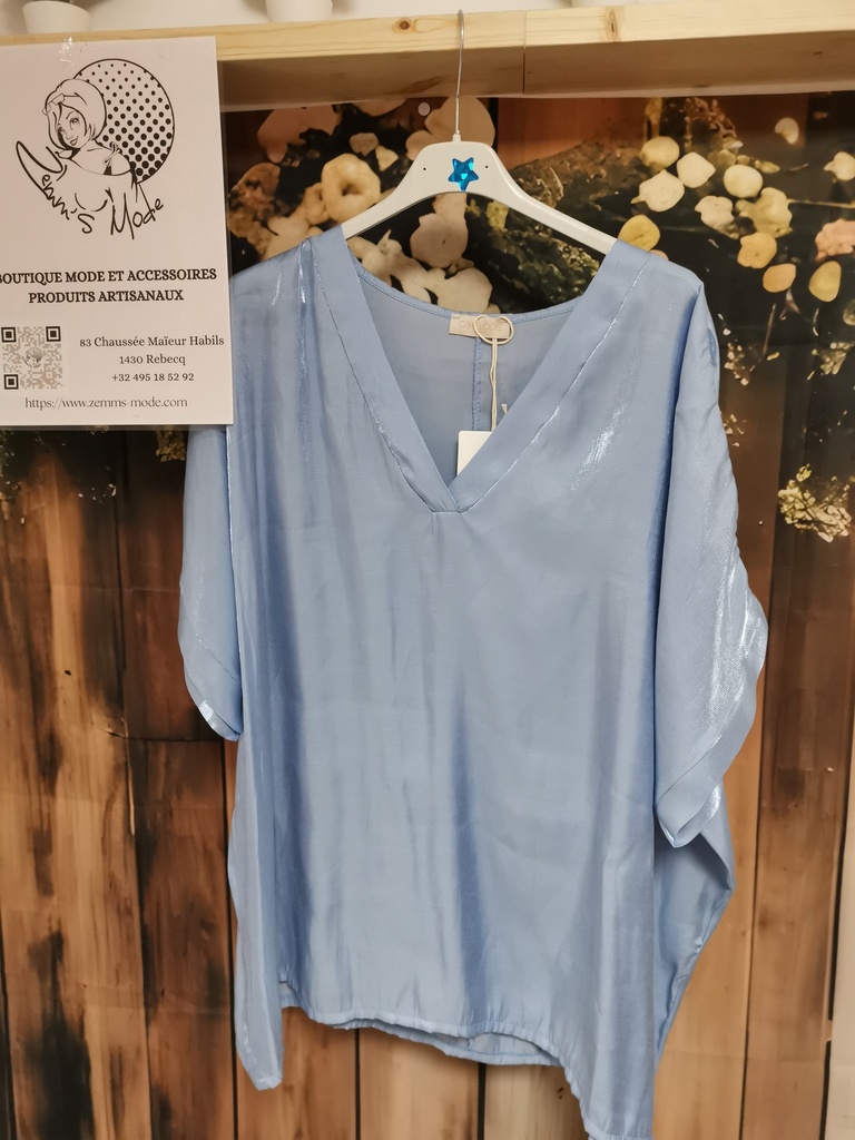 Blouse Marion brillante bleue