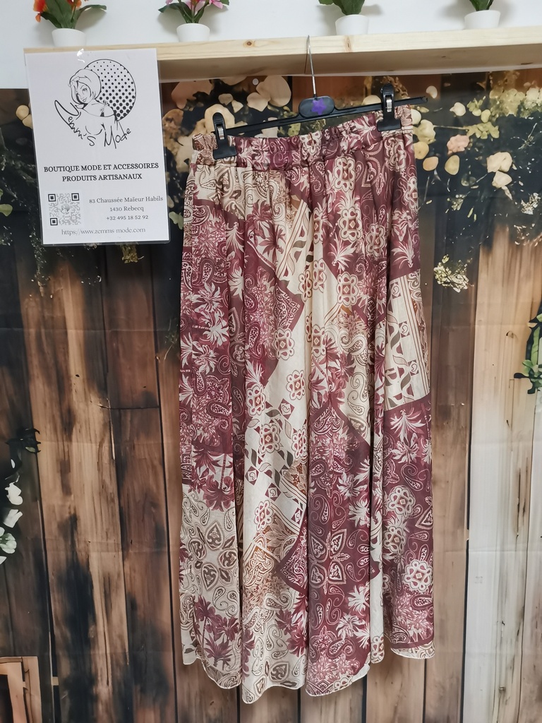 Jupe patch palmier bordeaux