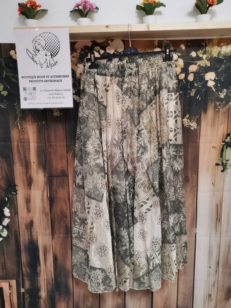 Jupe patch palmier kaki