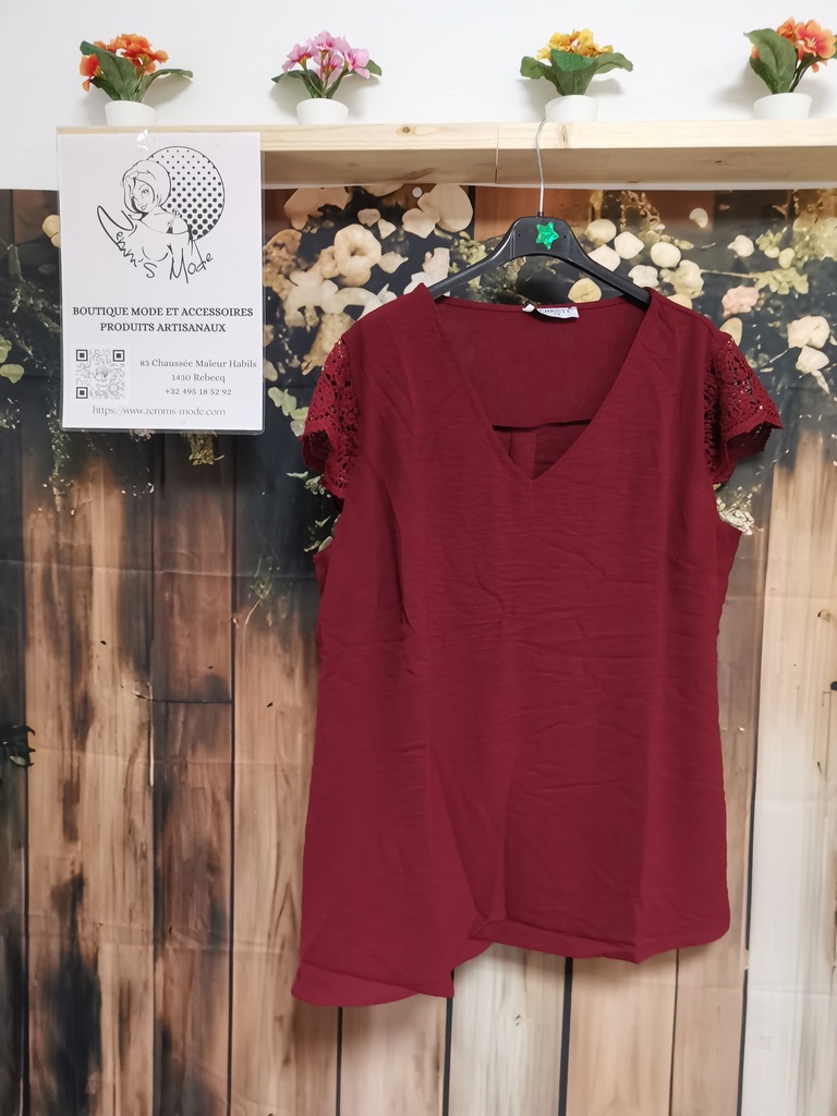 Blouse bordeaux unie "Awa"