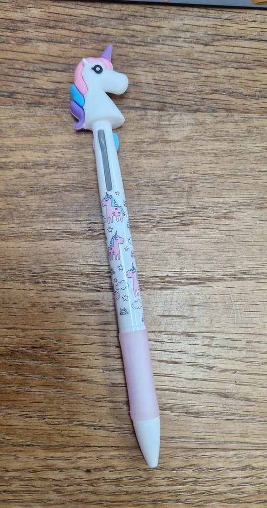 Stylo bille 3 couleurs Licorne - Rose