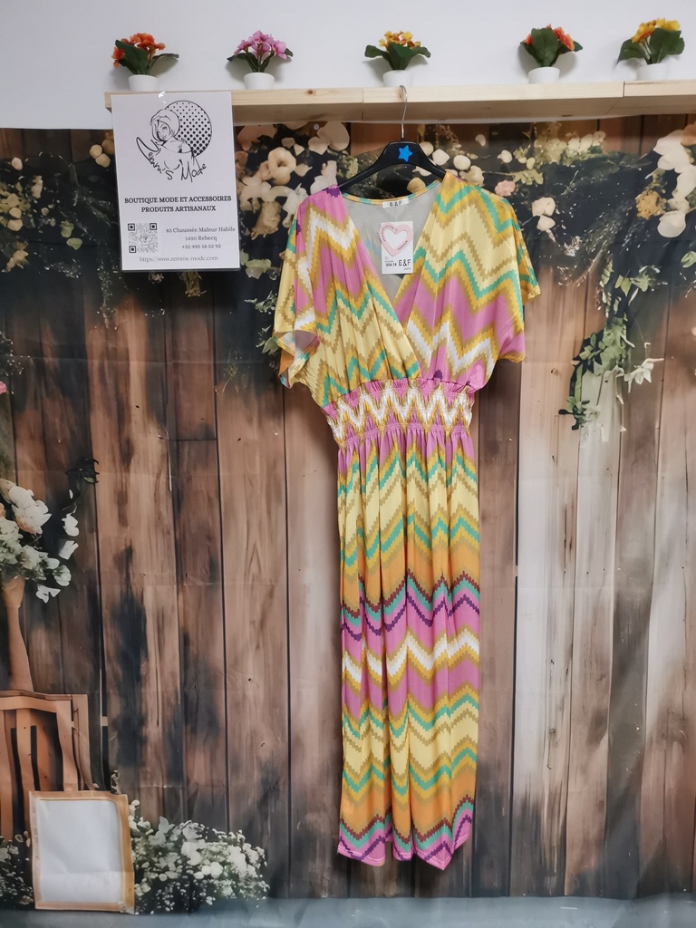 Robe "magique" Zig" avec manches jaune-rose