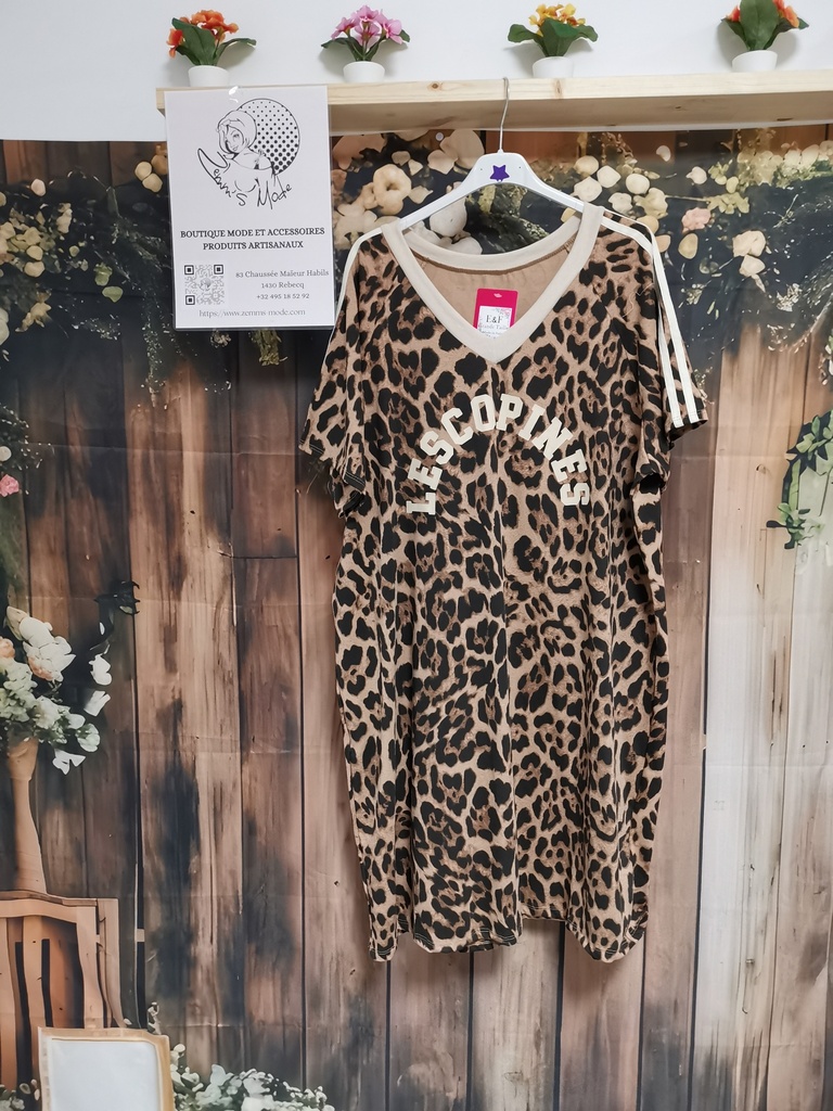 Robe "Les copines" léopard écritures beige