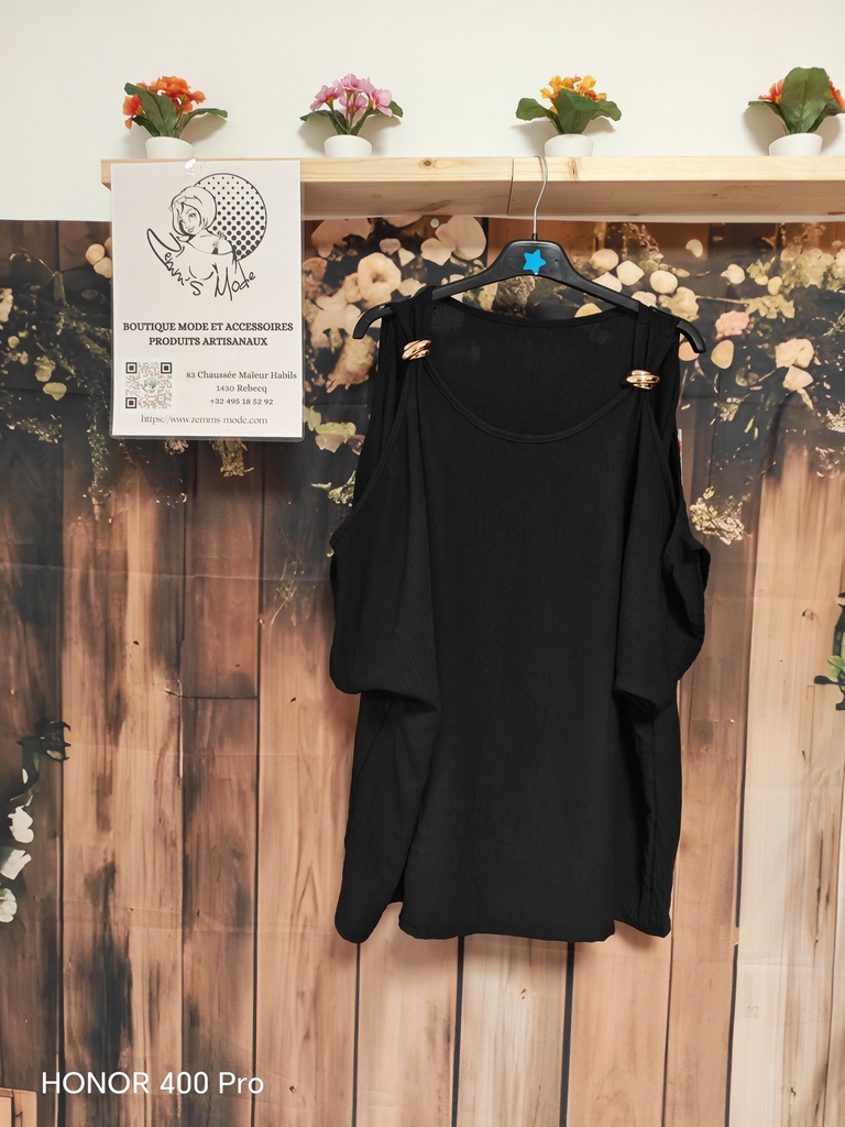 Blouse "Eloisa" noire épaules dénudées
