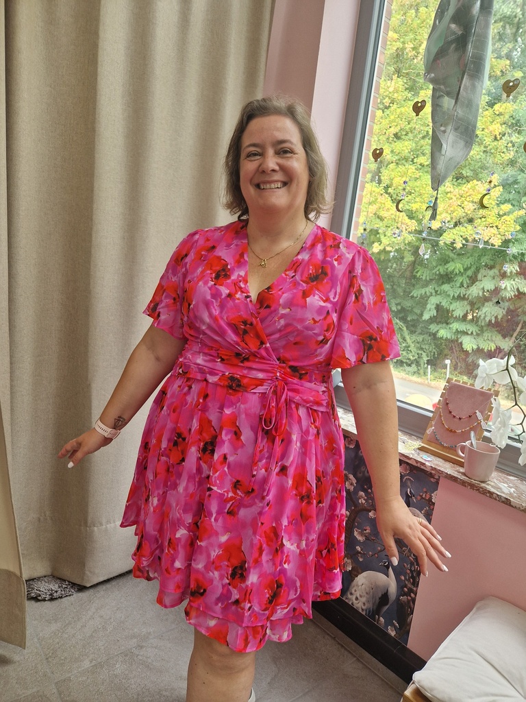 Robe "ELLIE" fuschia-rouge