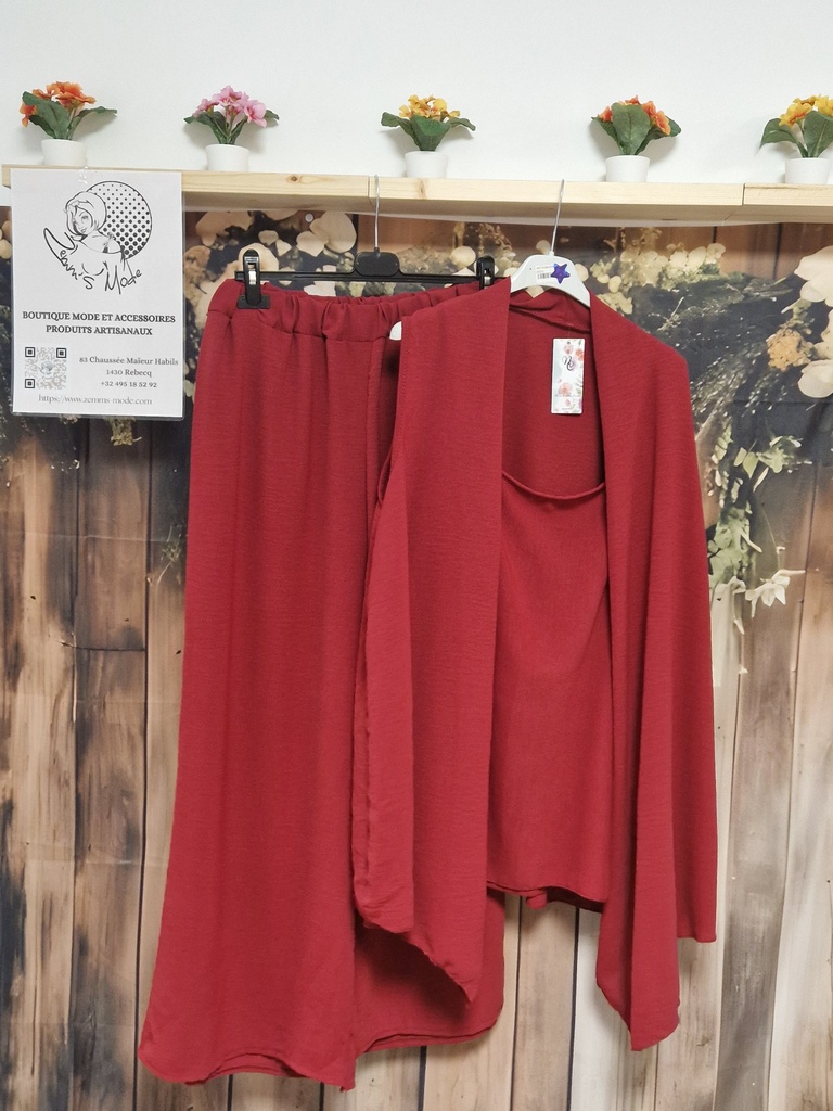 Ensemble 3 pièces "Emy" Bordeaux
