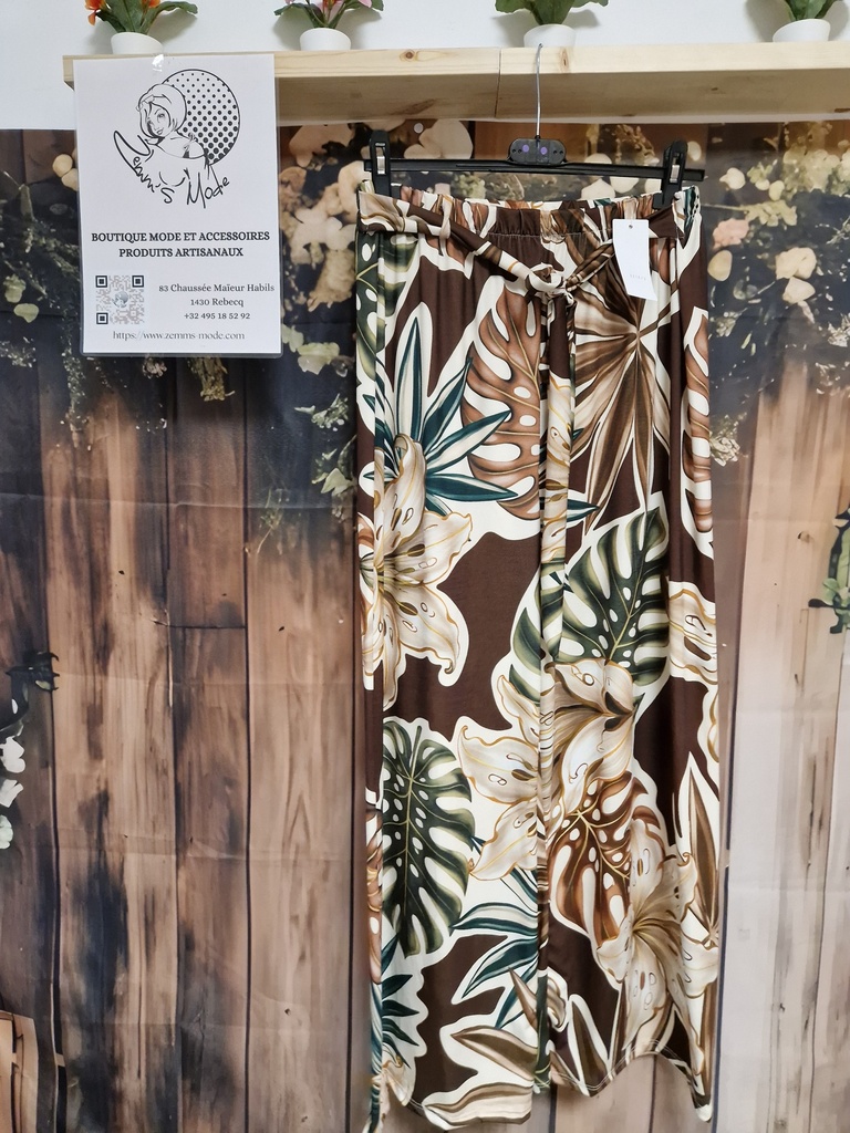 Pantalon "Monstera" chocolat