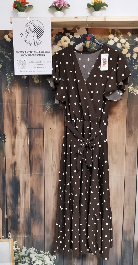 Robe "Cerise à pois" chocolat (T36-46) 