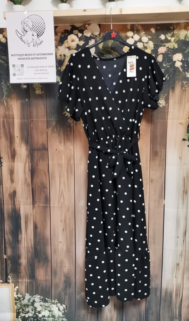 Robe "Cerise à pois" noire (T36-46) 