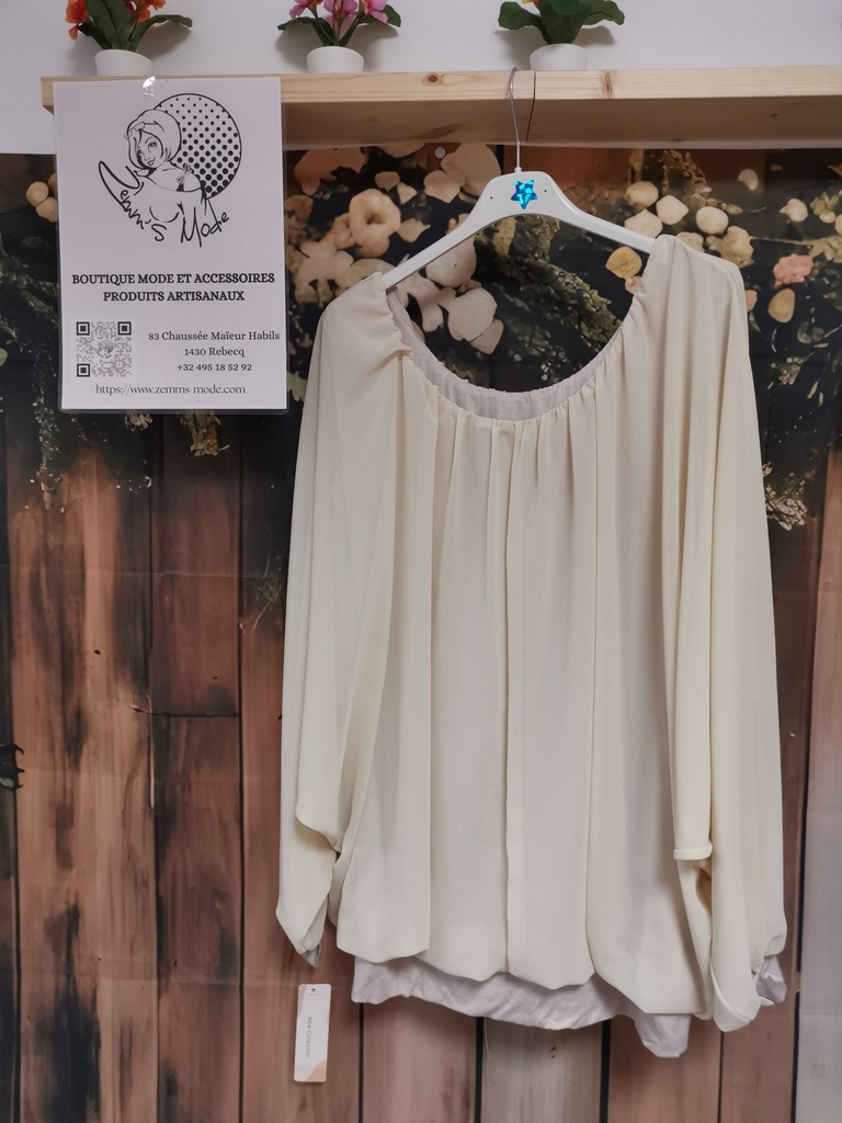 Blouse voile "Kenya" manches longues beige