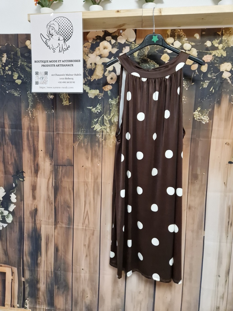 Robe "Wivine" chocolat pois blanc