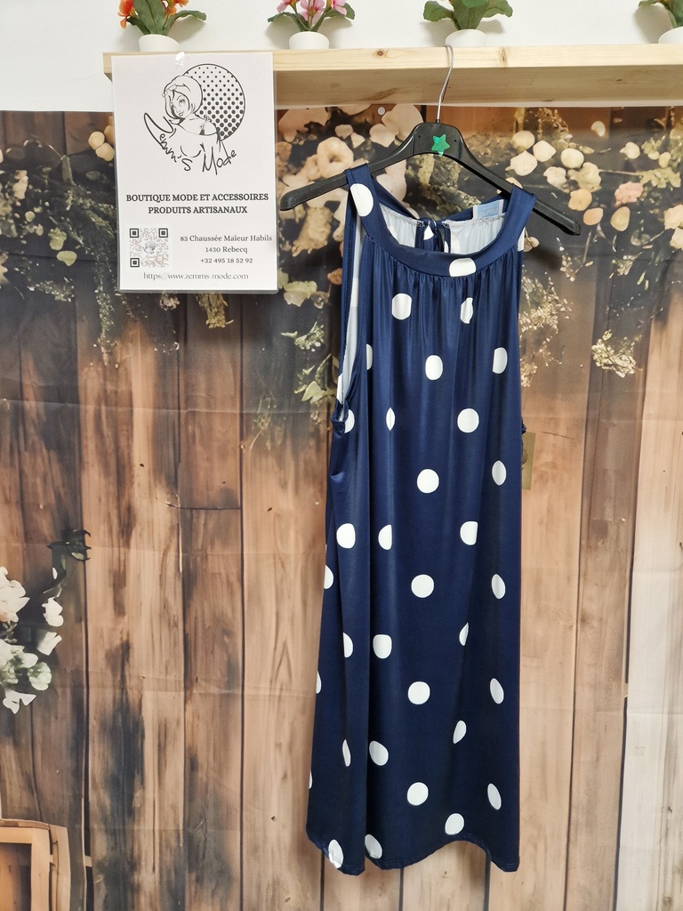 Robe "Wivine" marine pois blanc